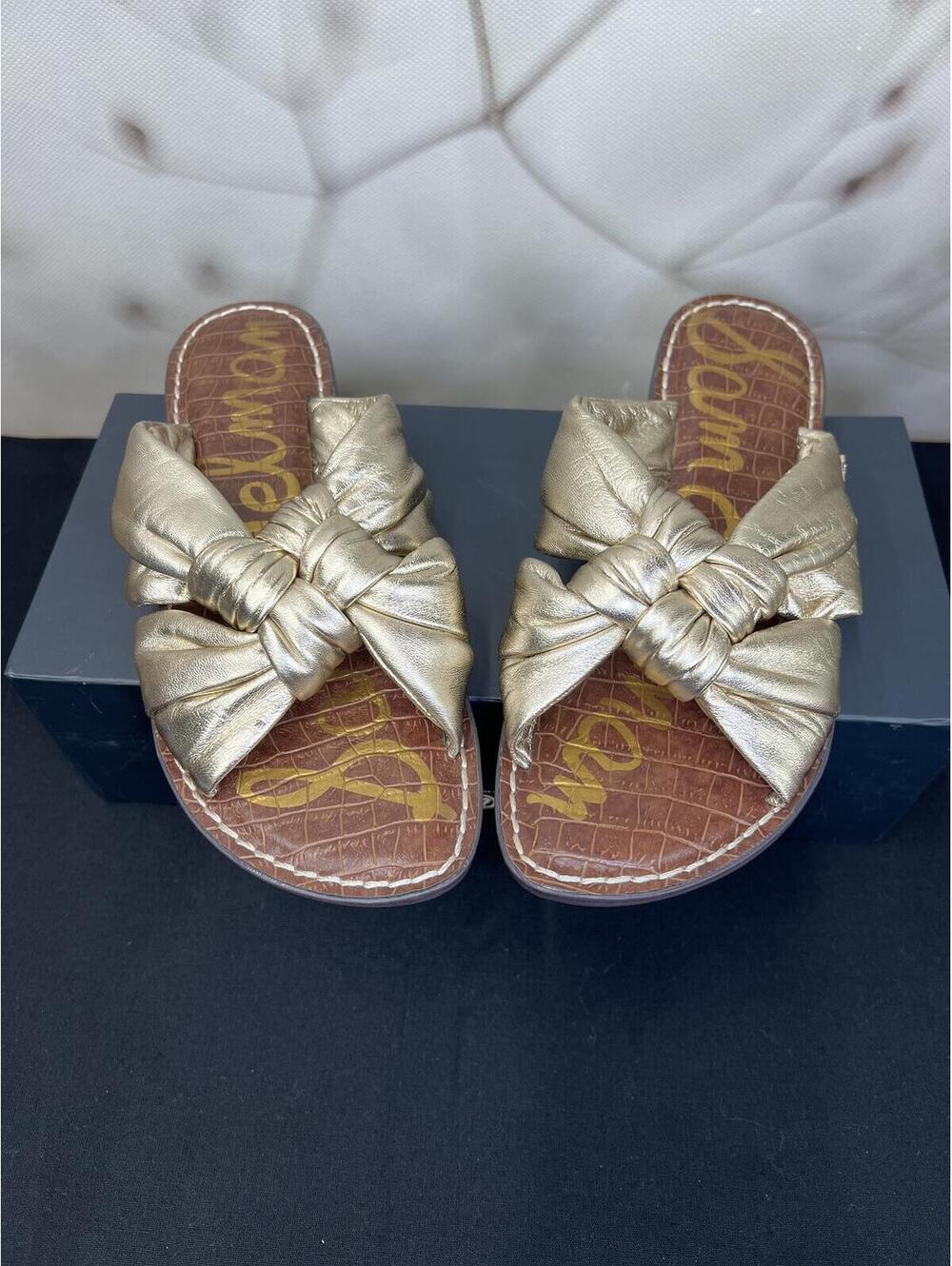 SAM EDELMAN Gold Leather Sandals Sizen8 - Picture 5 of 9